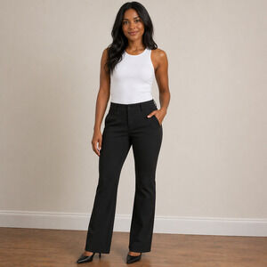 Betabrand Dress Pant Yoga Pants 2XLP Black Bootcut Stretch Work Office